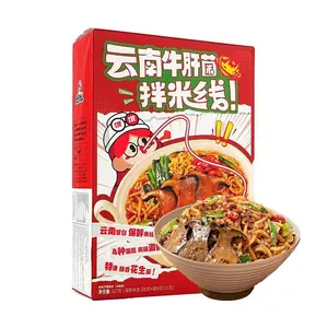 QUAN YUAN E REN Authentic Yunnan Rice Noodles with Thick Cut Porcini Mushrooms 11.3oz Spicy Sauce 6 Pack