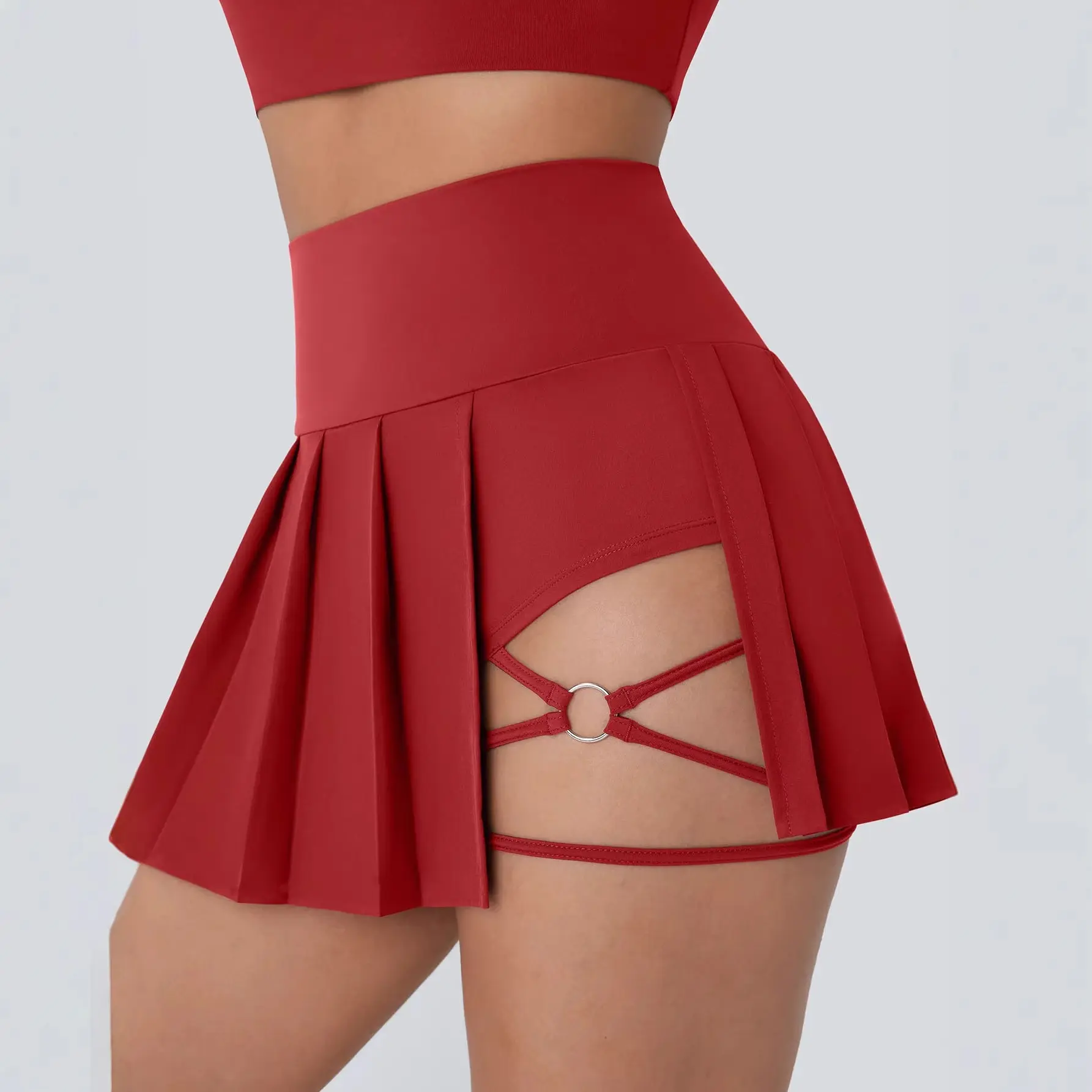 Women's Pleated Tennis Skort, Minimalist High-Waisted Athletic Gym Skirt with Built-in Shorts for Outdoor Workouts, Female, Pull On, Casual, Sports Skirt