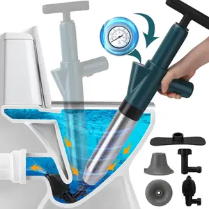 Toilet Plunger，Toilet Plunger Air Drain Blaster, High Pressure Drain Plumb Plunger Gun,High Pressure Air Drain Blaster Gun with Real-Time Barometer,Stainless Steel Air Plungers