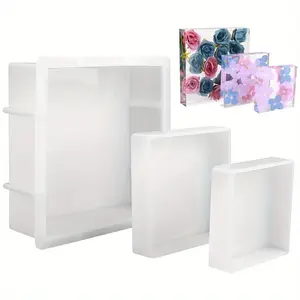 3-Piece Square Resin Silicone Molds, Large Smooth Deep Mold, DIY Home Decor, Bouquet Preservation, Bookshelf Moulds, Gift Ideas