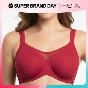 HSIA Cool Cardi Comfort Bra Plus Size Underwire Non-padded Ice Silk Bra Smoothing Wide Strap Full Coverage Summer Bra for Big Busted Women Unlined Minimizer  BraT-shirt Bra Cooling Bra
