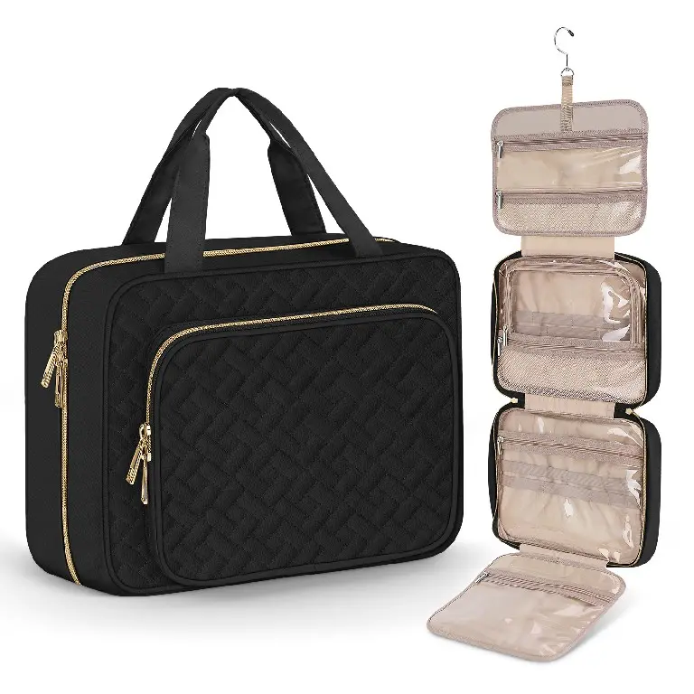 Wedama Women’s PVC Hanging Travel Toiletry Bag - Waterproof, Partitioned storage, Large-Capacity, Dust-Proof Make-Up Bag for Cruise Trips, Business Travel, Dust-Proof Make-Up Bags