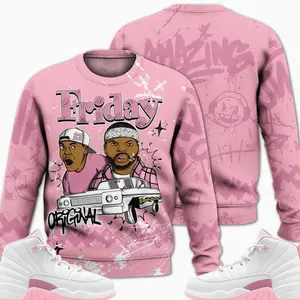 12 Medium Pearl Pink Sweatshirt, Medium Pearl Pink 12s Outfits Shirt, Meme Friday Streetwear Unisex Sneaker Matching Shirts