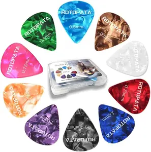 15 Pack Guitar Picks Plectrums with Organizer Storage Box, 0.5 0.75 1.0 mm Includes Thin Medium Heavy Thickness