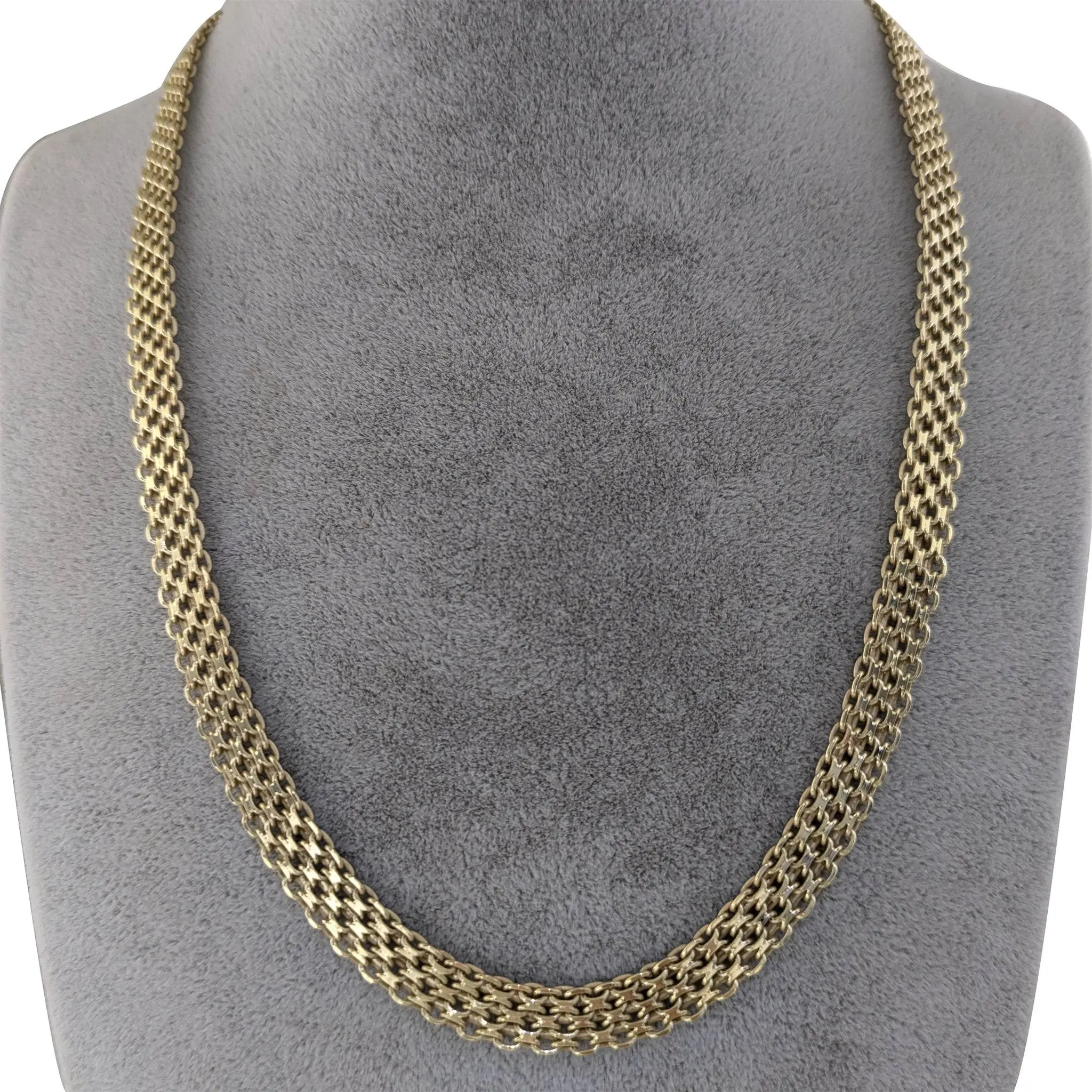 4-Row Bismark Chain Necklace - Adjustable Statement Gold Jewelry, Gold Over Bronze 18+2in