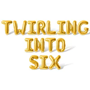 Letter Balloons - TWIRLING INTO SIX 16" Inch Alphabet Letters Foil Mylar Balloon 6th Birthday Party Banner