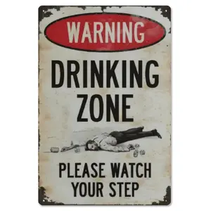 Vintage Iron Tin Funny Drinking Zone Bar Sign - 8×12 Inch Retro Wall Decor, Home Bar Gift for Man Cave, Garage | summerwins,summerwins