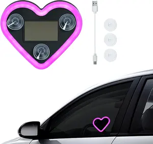 Rechargeable Solar-Powered Heart-Shaped Car LED Ambient Clip Light - 6 Lighting Modes, Romantic Car Decor, Ideal Gift for Couples