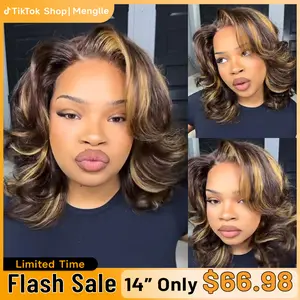 [Free Upgraded 7x6 Side Part] Menglle Hair Honey Blonde Highlight 200% Density 7X6 Lace Front Wig Pre Cut Lace Ready to Go Human Hair Wigs Medium Cap Size#Summervibes