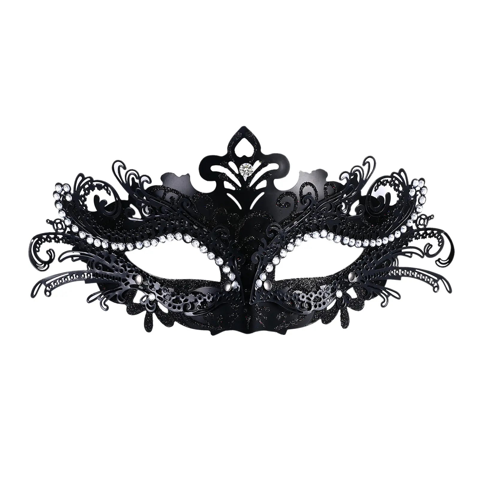 OIDEA Women's Light Phoenix Tail Metal Filigree Rhinestone Plastic Half-Face Masquerade Mask, Black Wedding Halloween Adult Mask Festive Party Accessory