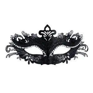 OIDEA Women's Phoenix Tail Metal Filigree Rhinestone Plastic Half-Face Masquerade Mask, Black Festive Party Accessory for Halloween Costume Events, Accessories