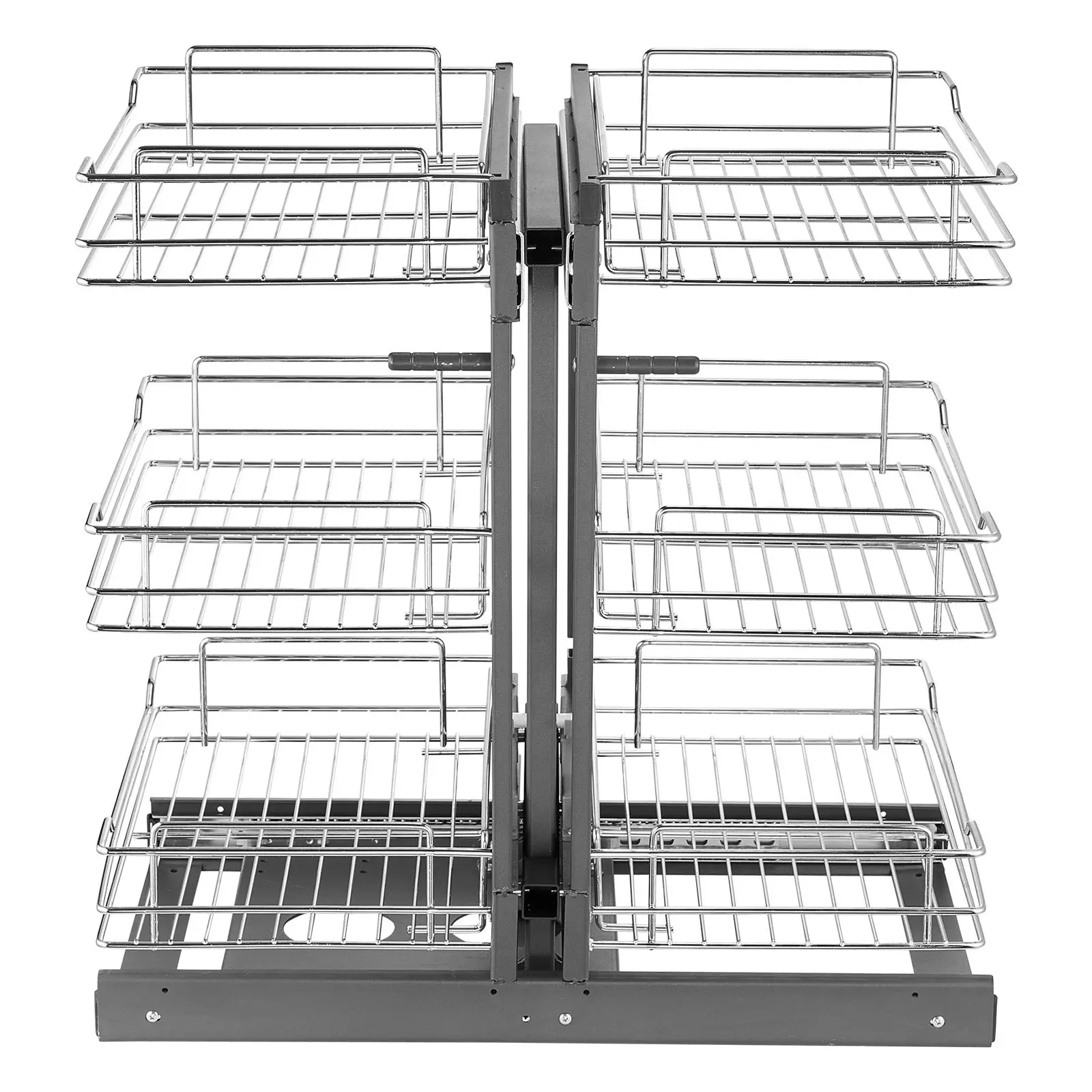 VEVOR Min 15"W Opening Blind Corner Pull Out Organizer,  3 Tier 6 Shelf Kitchen Cabinet Organizer, Chrome Carbon Steel Storage Basket, Slide Out Storage Organizer, Left & Right Open Compatible