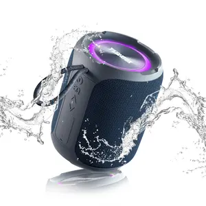 YEAHBOX 40W Portable Wireless Speaker Powerful Sound Stereo, IPX7 Waterproof Shower Speakers with Colorful LED Light, 4-in 1 BT / Aux / TF-Card / U Disk Input,  Bluetooth Speaker for Outdoor, Party, Travel, Easy to Use, High Quality Compact Audio