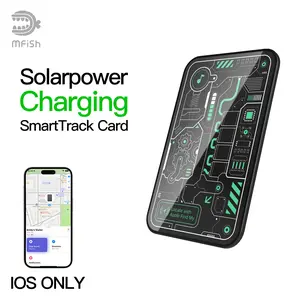 [IOS ONLY]mfish MFI Solarpower Charging SmartTrack Card,Works with Apple Find My(iOS Only), Wallet Tracker,Phone Finder,Water Resistant, iPhone