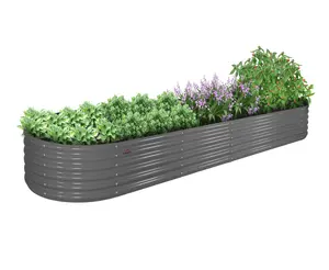【20-Year Lifespan】A ANLEOLIFE Metal Raised Garden Bed 12x3x1.5ft, Oval Galvanized Planter Box, Large Outdoor Garden Bed with Open Bottom Design for Vegetables Flowers Herbs, Easy Setup