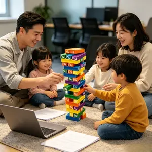 UNO Stacko Tumbling Tower Game - Colorful Numbered Blocks, Educational Interactive Toy Gift for Kids & Family Game Nights