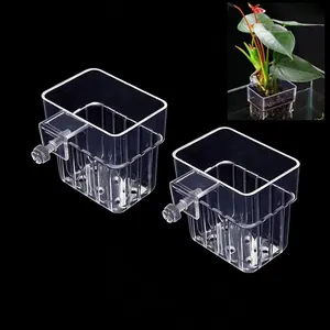 2 PCS Aquarium Plant Holder Top Hanging Fish Tank Plant Pot Aquarium Planter Cups Aquatic Plants for Water Feature Decoration