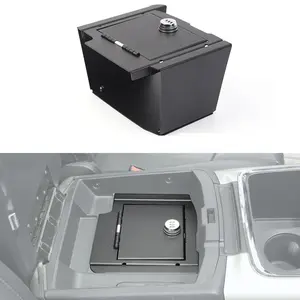 Metal Car Armrest Box Safe Organizer, Easy-Install Locking Storage for 2009-2018 Dodge RAM Center Console, 4-Piece Stowing & Tidying Accessory Car Organization Supplies Car Interior Kit