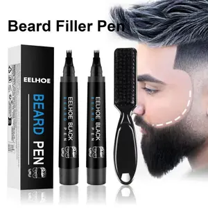 EELHOE Men's Beard Filler Kit, 2 Units with Brush, Natural Finish, Waterproof, Sweat-Proof, Easy Activation, Smudge-Resistant, Makeup Beard Touch-Up Tool