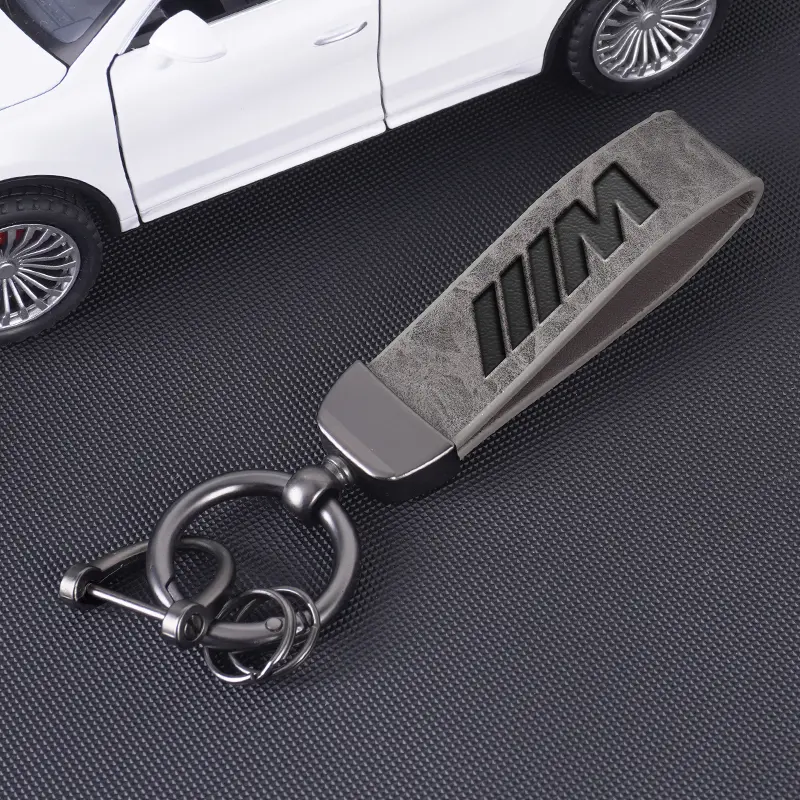 Leather Metal Alloy Car Key Ring Chain Keyring Anti-lost Buckle Pendant For BMW M Emblem E46 E36 E34 F10 E90 F30 E60 F30 E53 E30 E92 E87 Car Keychain Car Key Holder Key Chain Rings Keychain Accessory