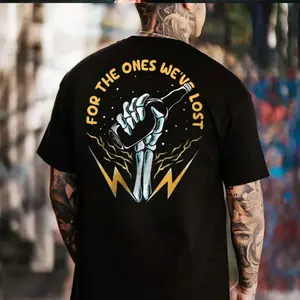 For The Ones We've Lost Memorial Back Print T-Shirt Hoodie Sweatshirt, Sympathy Gift for Dad Husband Brother, Tribute Brotherhood Shirt for Men, Biker Blue Collar Tribute,