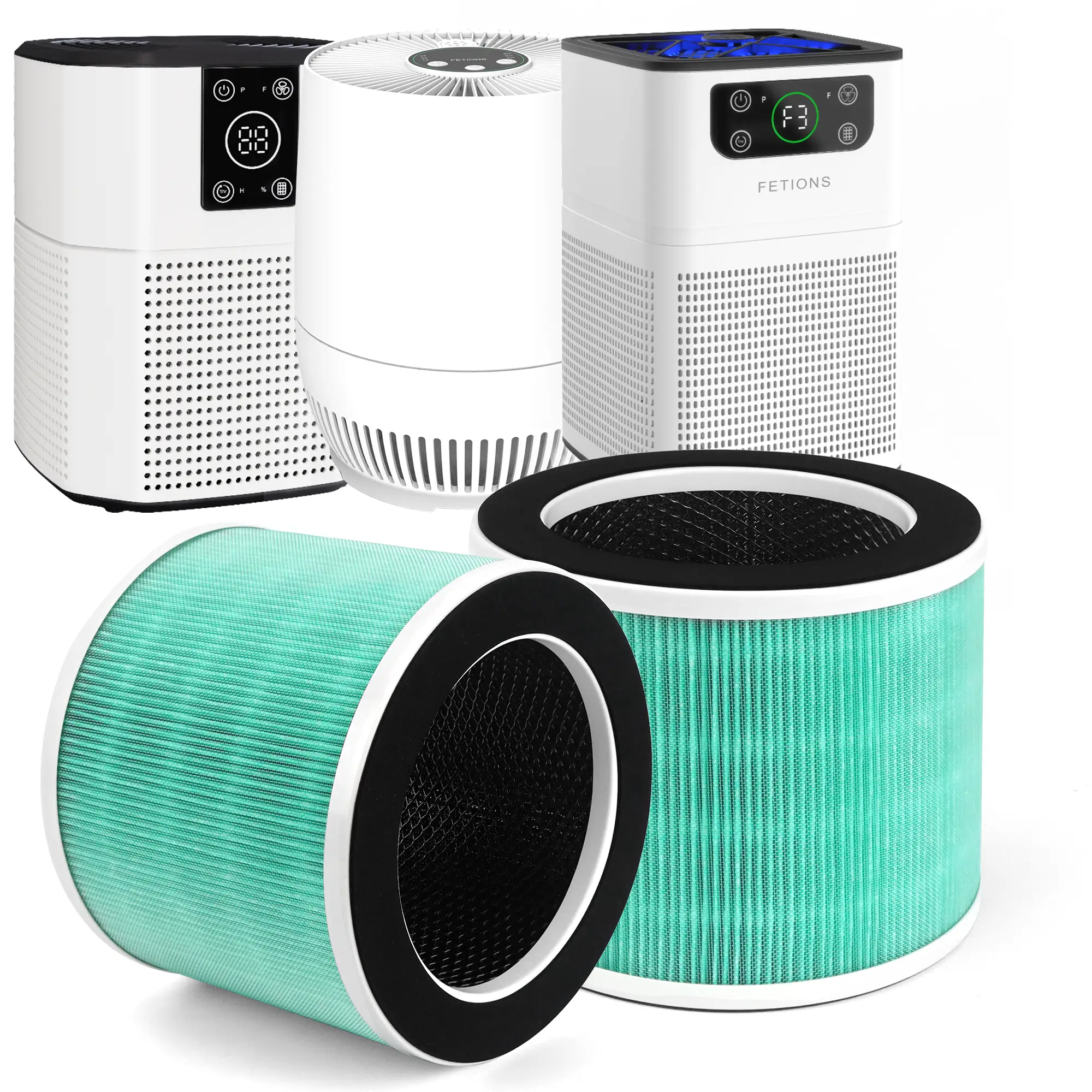 2-Pack HY1800(S) Air Purifier Filter Replacement, 3-Stage Filtration System, H13 True HEPA Filter, Green
