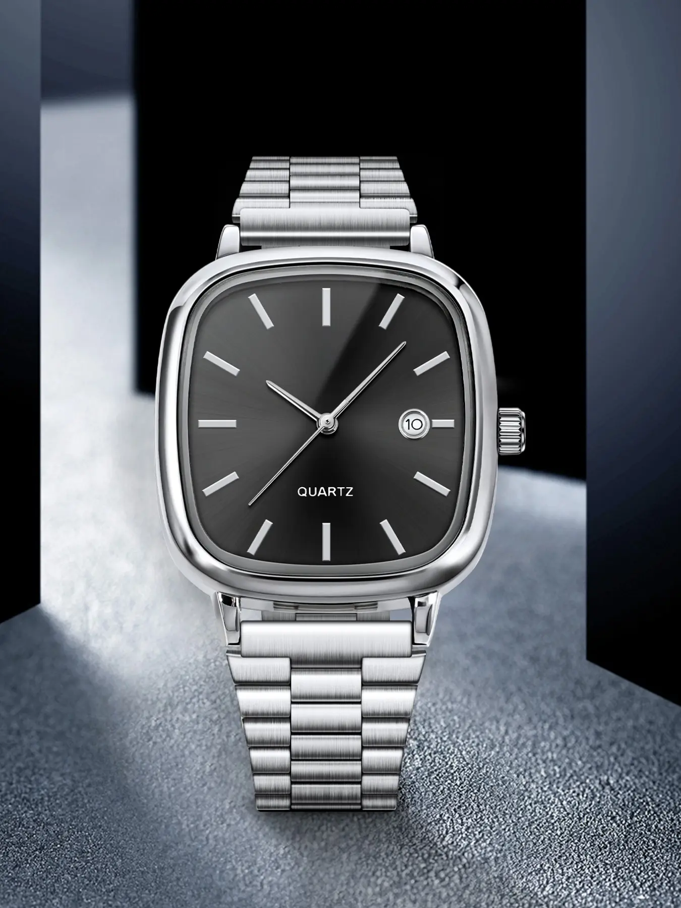 Men's Quartz Analog Wristwatch with Steel Band, Fashionable & Minimalist Design, Square Dial, Luxury Style Inspired by Designer Brands, Quartz Wristwatches