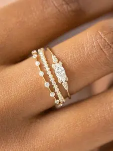 Elegant Artificial Zircon Decor Minimalist Rings, 3 Counts/set Fashion Glittering Rings for Party, Daily Decor, Trendy All-match Exquisite Jewelry for Birthday Gift Stacking Ring Set