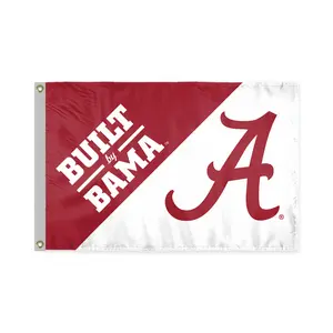 AGAS Alabama University Flags - 12 x 18 inch Outdoor Flag - Single Sided Printed Polyester, 1.5" Canvas Header, 2 Brass Grommets - Official NCAA Licensed Alabama University Flag