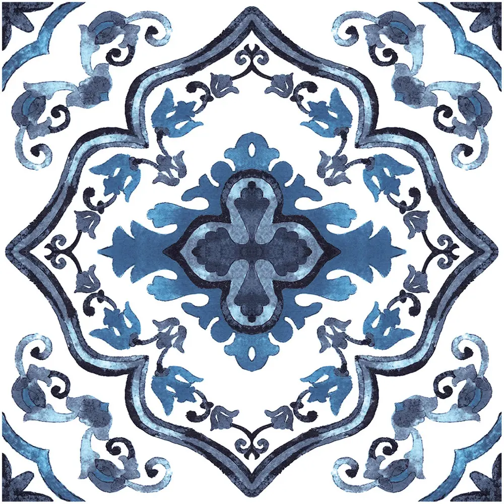 Jeedeson Continuous Geometric-Floral Pattern Vinyl Flooring Roll (3.048m/120in x 24in, 5 Continuous Tiles), Waterproof, Scratch-Resistant, Eco-Friendly, Easy-to-Install for Home Kitchens, Balconies, Commercial Spaces