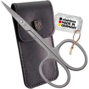 brand quality STAINLESS STEEL INOX CURVED CUTICLE SCISSORS (1 PIECE) with case for manicure pedicure - nail care by 3 Swords - Made in Germany