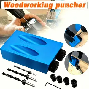 15-Piece Blue Woodworking Pocket Tool Set with Punch, Corner Locator, Wood Joinery Installer, Triangle Drill, Aluminum Alloy Drill Bit, Mold Clamping Accessory, Home Supplies Hand Tool