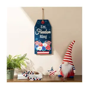 Glitzhome 15.75" Americana Wooden Word Sign Door Hanger