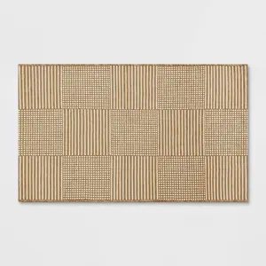 30"x50" Patterned Grid Woven Outdoor Area Rug Natural - Threshold designed with Studio McGee