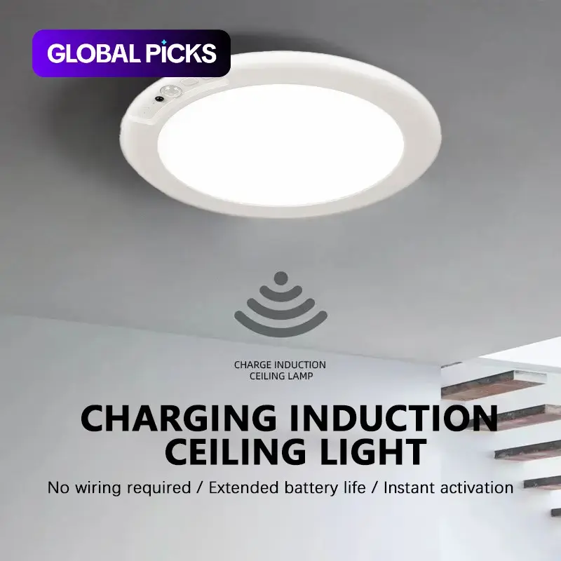 LED Rechargeable Ceiling Light, Dimmable Ceiling Lights, Motion-Activated Ceiling Lamp, Battery Powered Light, USB Charging with Magnetic Mounting, Remote-Controlled Three-Colour Dimming, For Living Rooms, Hallways, Bedrooms, Interior LED Lights