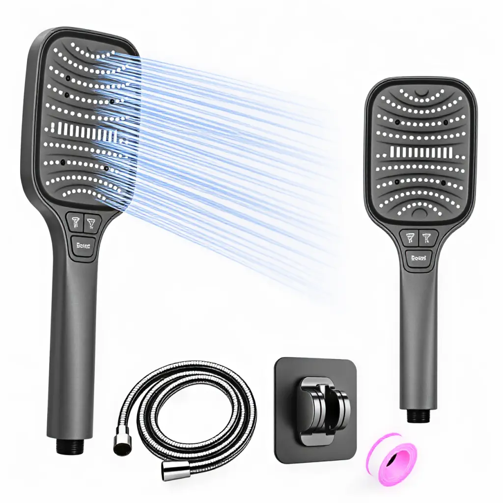 CELLE High-Pressure Multifunctional Handheld Showerhead - 8 Modes Adjustable Turbocharged Portable Pressure Shower, Detachable for Pet Bathing, 59-Inch Stainless Steel Hose, Bathroom Fixture Necessity