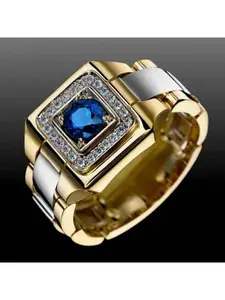 Set with blue gemstone ring - Luxurious men's engagement and wedding jewelry accessory Cluster Stone Engagement Ring Bridal Rings