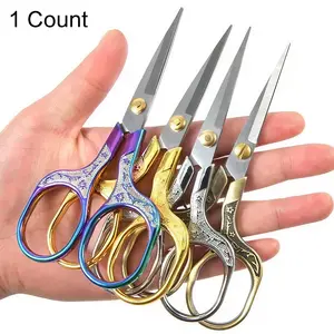 Vintage Embroidery Pointed Nose Scissors, 1 Count Stainless Steel Craft Scissors, Multipurpose Scissors for Office, Home, Kitchen, Restaurant, Office Gadgets, Cutting Supplies
