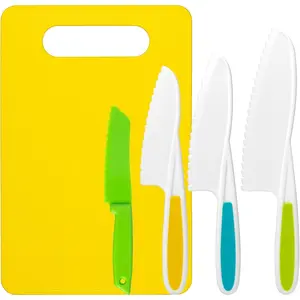 5-Piece Kids Cooking Set for Real Montessori Pretend Play, Kids Stuff with 4 Safety Serrated-Edge Knives & 1 Cutting Board for Toddlers tiktokshopspringglowup,summervibes Kids Kitchen Tools