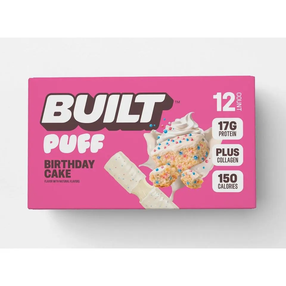 BUILT Puffs Protein Bars 12ct - Protein Snacks with 15-17g of High Protein, Collagen, Gluten Free with low calories & low sugar, Healthy Snack Choice