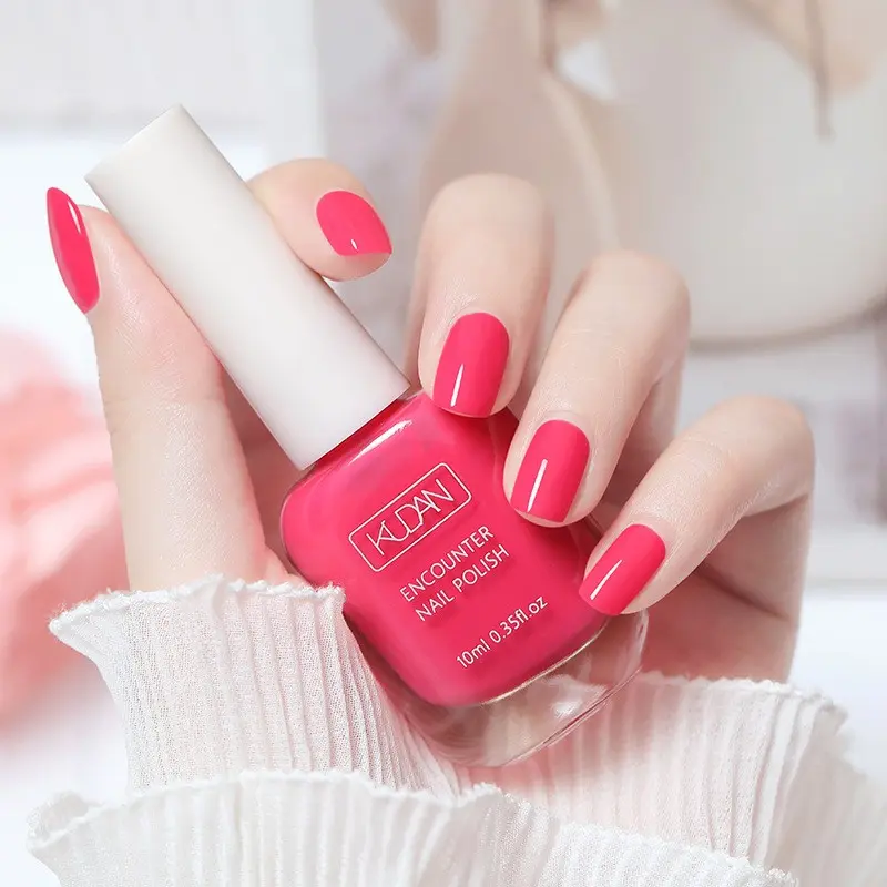 hot pink Nail Polish 1PCS(0.35fl.oz) - Water-based Nail Polish, Liquid Polish, Nail Care. No LED Lamp Needed, Quick-drying, Long-lasting, Peelable Nail Polish, Suitable for At-home DIY Nail Art Manicure. An Ideal Gift for Spring And events.