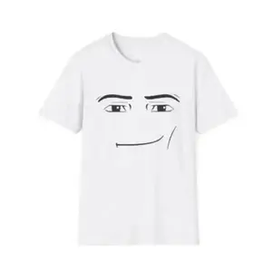 Roblox Minimalist Face Graphic T-Shirt Sarcastic Expression Tee Unisex Casual Streetwear Crewneck Short Sleeve Top For Men And Women Shortsleeve White Tshirt,summervibes