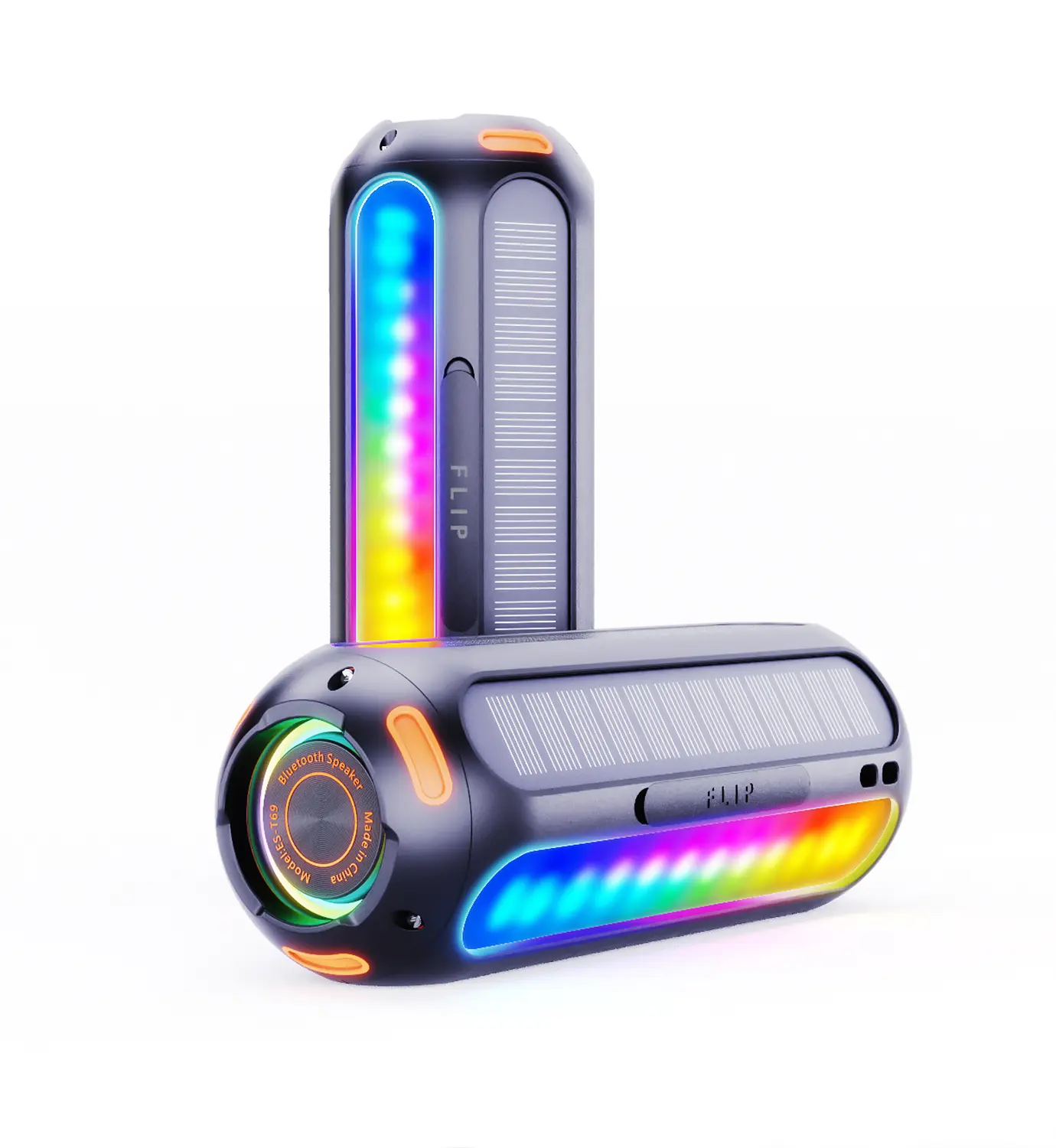 Magnetic Golf Portable Bluetooth Speaker - Solar & Battery Recharge, 30H Playtime, 7 Colorful Flashing Lights, Waterproof Outdoor Built-in Bluetooth Music Speaker for Golf Cart Gifts, Hiking, Portable Speakers, Built-In Bluetooth Speakers
