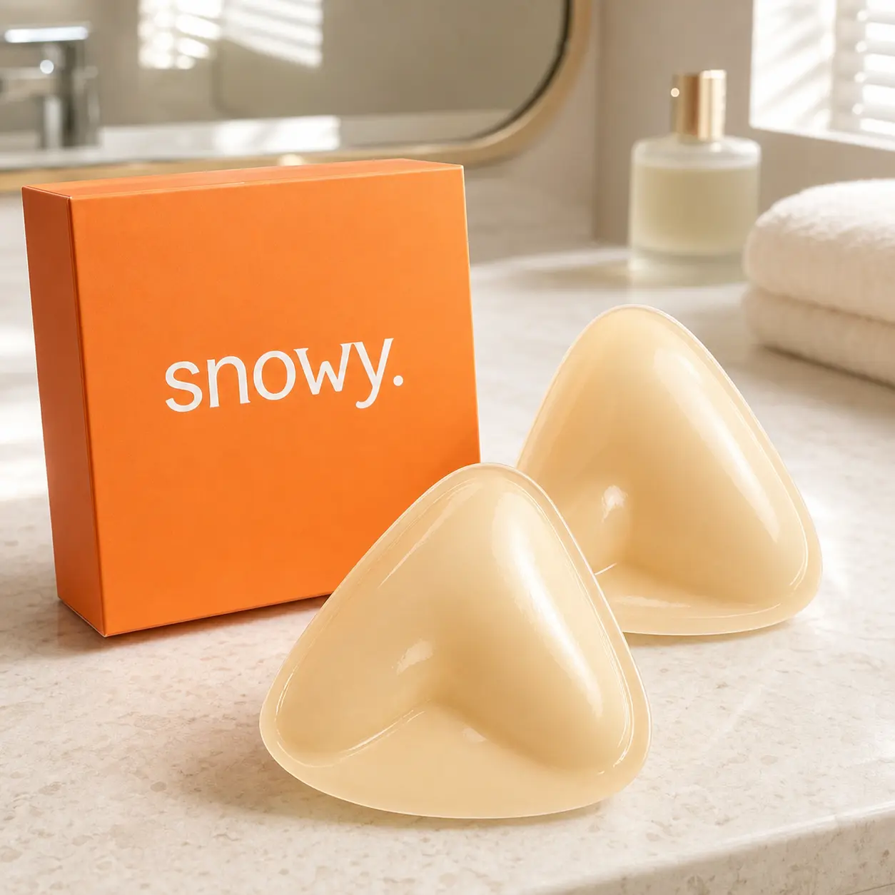 SNOWY Reusable Double-Sided Sticky Silicone Bra Inserts for Women, Washable Removable Push-Up Padding with Soft Rounded Edges, Natural-Looking Bra Enhancer Pads for Yoga Tops, Sports Bras, Swimwear, Wedding Dresses and Everyday Outfits, Sizes A–D
