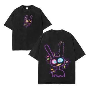 Jax v3 The Amazing Digital Circus Menswear Gift for anime fans Top Apparel Classic Seamless Simple designer shirts Men's Regular Fit Floral Print Tee Cotton Fabric Black Casual