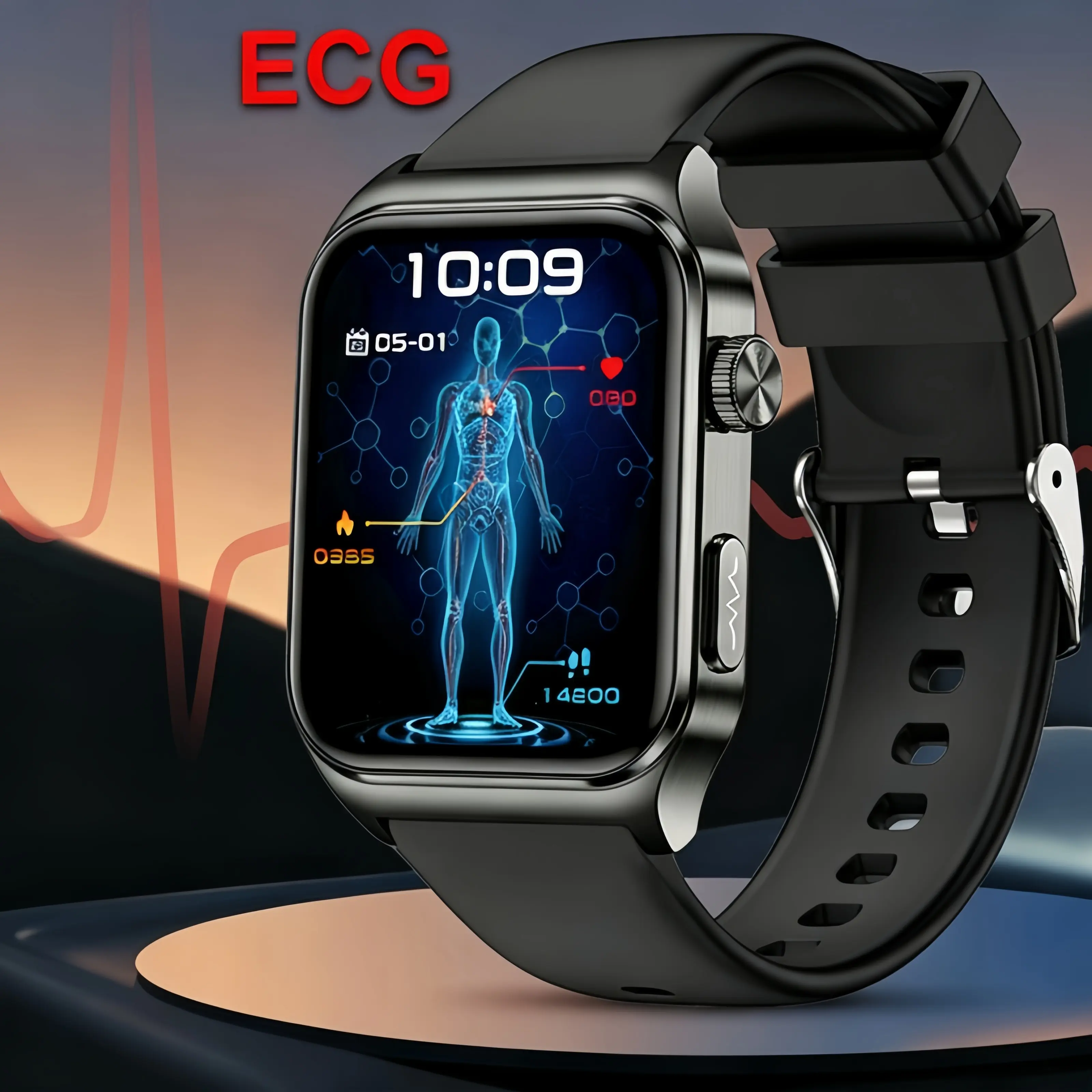 Unisex Medical Smart Watch - Wearable Device with Voice Announcements, Heart Health Tracking, Stress & Fatigue Reminders, 24/7 Sleep Analysis, Elegant Square Dial, Remote Wellness Support for Everyday Wear & Work, Devices