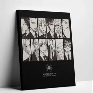 Hunter x Hunter Phantom Troupe Unframed Canvas Wall Art Minimalist Black White Spider Anime Poster Print 1 Piece Manga Panels Collage Aesthetic Room Decor Gift
