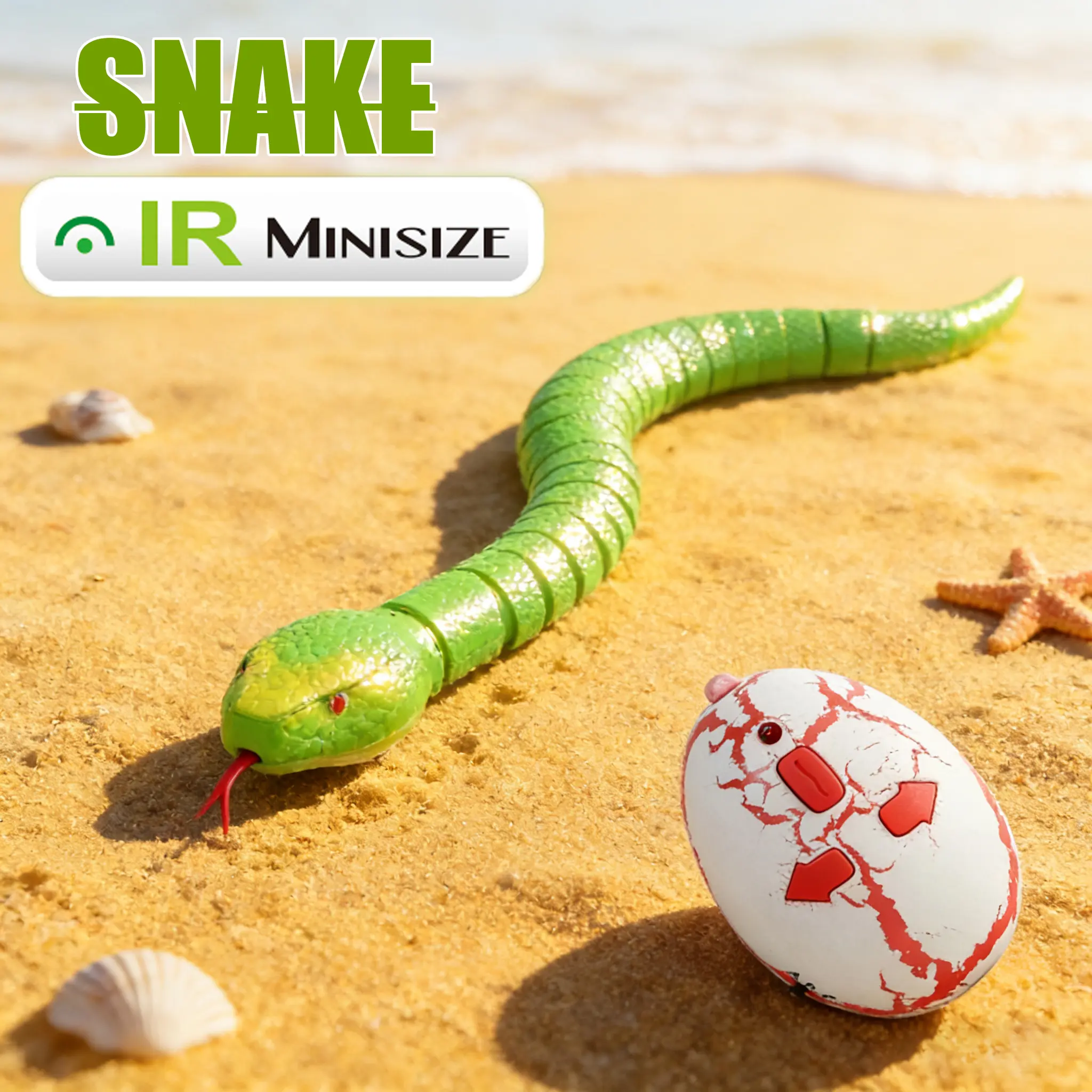Remote Control Snake Toy - RC Electric Fast-Moving Robot Snake with Meticulous Skin Texture, Retractable Tongue, Super Realistic Halloween Party Favor Prank Gift for Kids (Green)