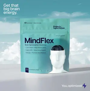 Project Superhuman MindFlex Focus Gummies - 6-in-1 Formula for Daily Focus & Mental Clarity - Mushroom Wellness Gummies - Clinically Proven Supplement - Cognitive Support - 60 Gummies per Pouch