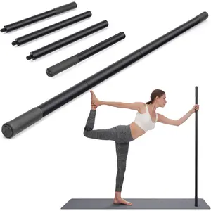 Yoga Stick 5 ft Sturdy Steel, Adjustable Stretching Stick for Mobility, Flexibility and Balance, Versatile Exercise Stick with 4 Steel Rods & Foam Handles for Fitness, Rehabilitation, and Posture